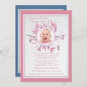 シックな冬の宗教的な写真招待状ピンク 招待状 (正面/裏面)