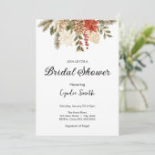 シックな冬の常緑クリスマスブライダルシャワー 招待状 (スタンド正面)