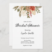 シックな冬の常緑クリスマスブライダルシャワー 招待状 (正面/裏面)