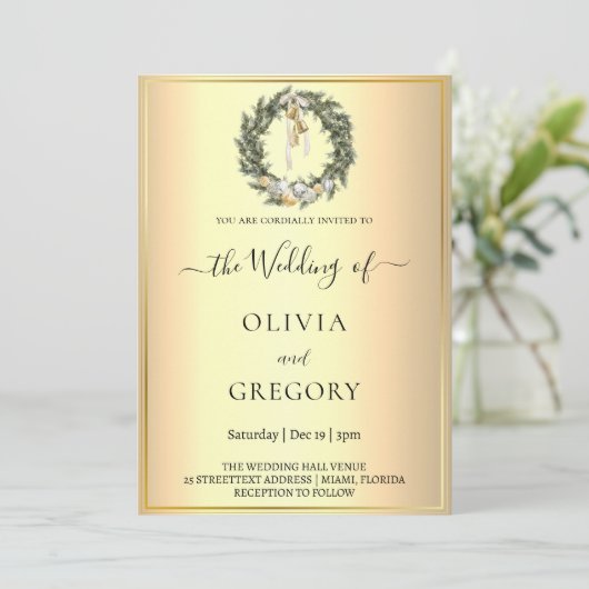 シックな冬の結婚式 招待状 (スタンド正面)