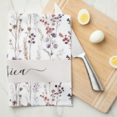 シックな冬の花のスクリプト名 キッチンタオル (四つ折り)