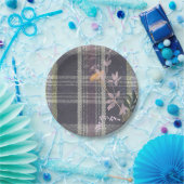 シックな冬チェックフローラプレイドファームハウス ペーパープレート (パーティー)