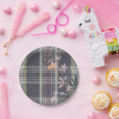 シックな冬チェックフローラプレイドファームハウス ペーパープレート (パーティー)