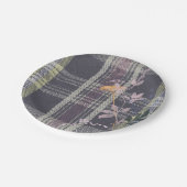 シックな冬チェックフローラプレイドファームハウス ペーパープレート (アングル)