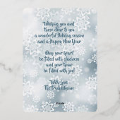 シックな冬ワンダーランド雪のパターンシルバー金ゴールド 箔シーズンカード (裏面)