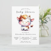 シックな動物シンプルの牛の赤ちゃんシャワー 招待状 (スタンド正面)