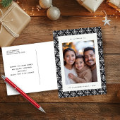 シックな北欧の黒と白のスノーフレーク葉書 シーズンポストカード