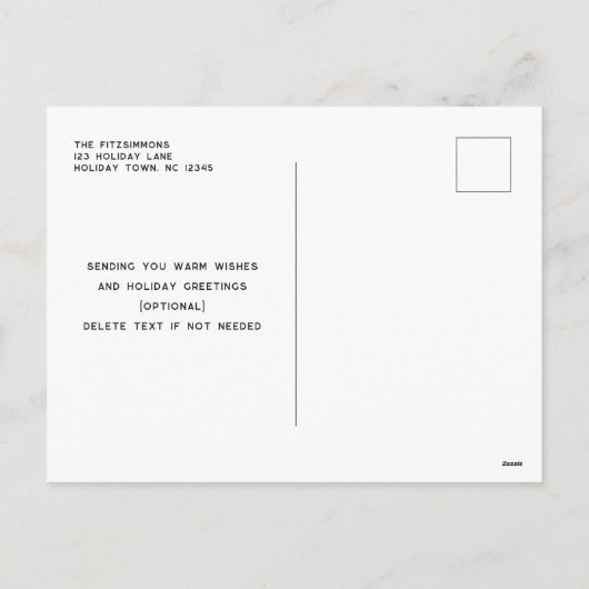 シックな北欧の黒と白のスノーフレーク葉書 シーズンポストカード (裏面)