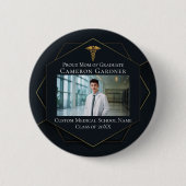 シックな医学校写真卒業親 缶バッジ (正面)