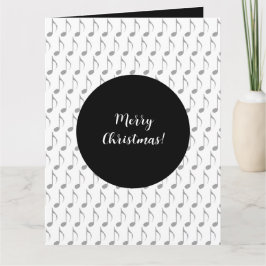 シックな千鳥格子の音符メリークリスマス カード