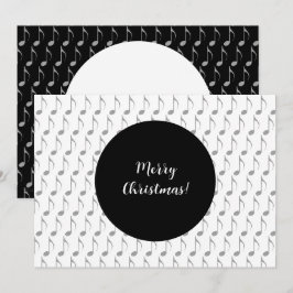 シックな千鳥格子の音符メリークリスマス シーズンカード