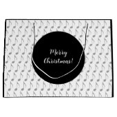 シックな千鳥格子の音符メリークリスマス ラージペーパーバッグ (正面)