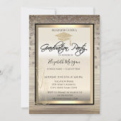 シックな卒業キャップ、ガラスダイヤモンド卒業 招待状 (正面)