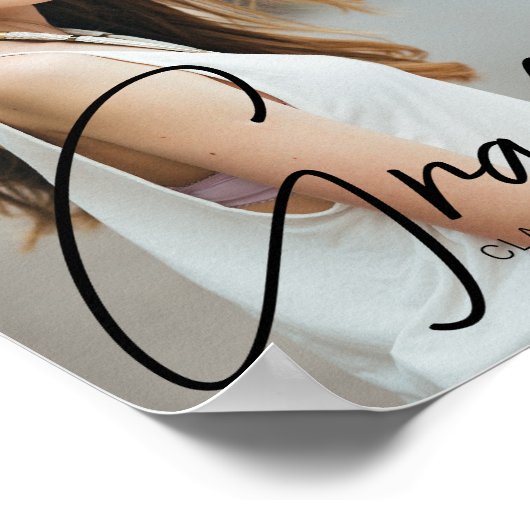 シックな卒業フォトブラックスクリプトオーバーレイパーティー ポスター (角)