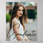 シックな卒業フォトブラックスクリプトオーバーレイパーティー ポスター (正面)