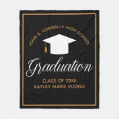 シックな卒業ブラック金ゴールドパーソナライズされた2023クラス フリースブランケット (正面)