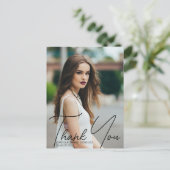 シックな卒業写真ありがとうスクリプトオーバーレイ ポストカード (スタンド正面)