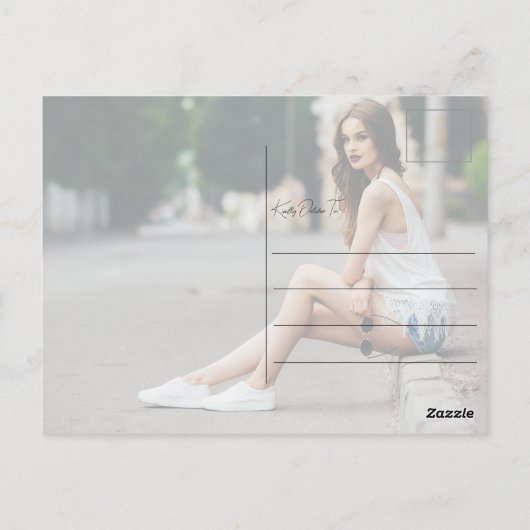 シックな卒業写真ありがとうスクリプトオーバーレイ ポストカード (裏面)