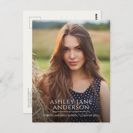 シックな卒業写真の発表 ポストカード (正面/裏面)