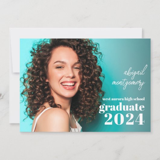 シックな卒業写真の発表 案内状 (正面)