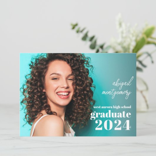 シックな卒業写真の発表 案内状 (スタンド正面)