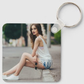 シックな卒業写真手書きスクリプトオーバーレイ キーホルダー (裏面)