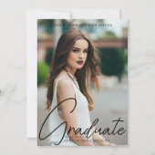 シックな卒業写真手書きスクリプトオーバーレイ 案内状 (正面)