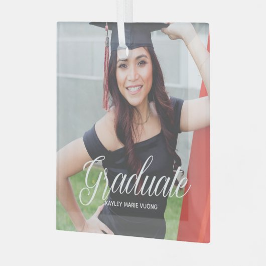シックな卒業写真2023卒業クリスマス ガラスオーナメント (正面左)