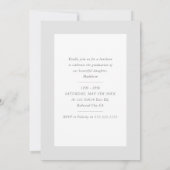 シックな卒業写真 モダンな写真の輪郭に重ねる ブラック 招待状 (裏面)