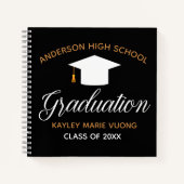 シックな卒業式オートグラフキープサークブラックゲスト ノートブック (正面)