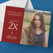 シックな卒業式クリムゾンレッド写真の発表 ノートカード