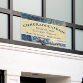 シックな卒業式ブルーマーブルスワール金ゴールドグリッターバン 横断幕 (ビルの外側)