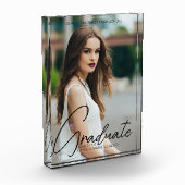 シックな卒業手書きブラックスクリプトオーバーレイ フォトブロック (左)