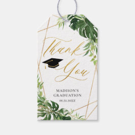 シックな卒業熱帯緑の幾何学的な恩恵 ギフトタグ