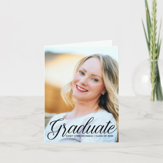 シックな卒業生のシニアフォト折り畳み卒業 案内状 (正面)