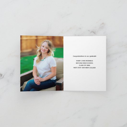 シックな卒業生のシニアフォト折り畳み卒業 案内状 (内部)