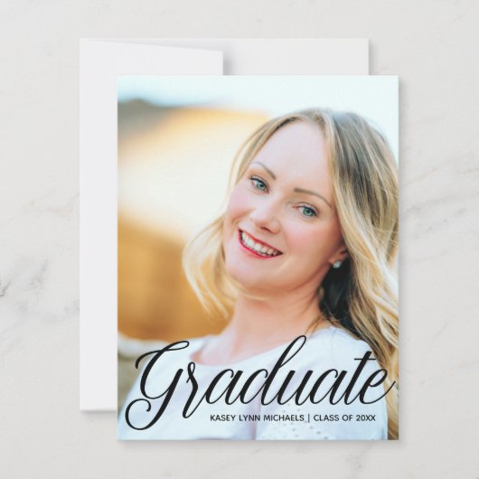 シックな卒業生2025シニア写真完全卒業 案内状 (正面)