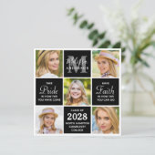 シックな卒業生5フォトモノグラムブラック卒業 案内状 (スタンド正面)