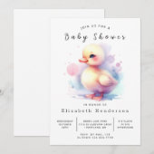 シックな印刷可能なアヒルの赤ちゃんシャワー 招待状 (正面/裏面)