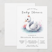 シックな印刷可能なスワンベビーシャワー 招待状 (正面/裏面)