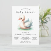 シックな印刷可能なスワンベビーシャワー 招待状 (スタンド正面)