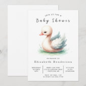 シックな印刷可能なスワンベビーシャワー 招待状 (正面/裏面)