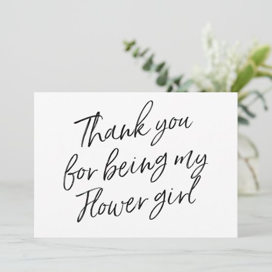 シックな原稿は"であることのために感謝していしています私のフラワー・ガール" サンキューカード (スタンド正面)