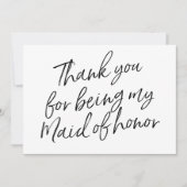 シックな原稿は"であることのために感謝していしています私のメイド・オブ・オーナー(花嫁付き添い人)  サンキューカード (正面)
