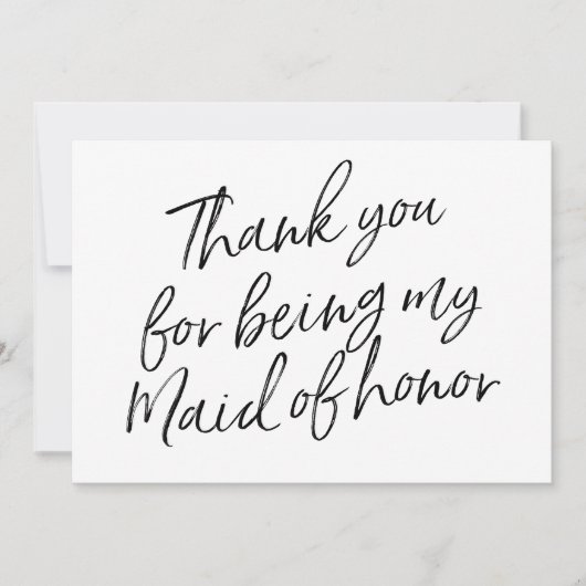シックな原稿は"であることのために感謝していしています私のメイド・オブ・オーナー(花嫁付き添い人)  サンキューカード (正面)