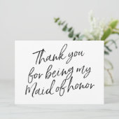 シックな原稿は"であることのために感謝していしています私のメイド・オブ・オーナー(花嫁付き添い人)  サンキューカード (スタンド正面)