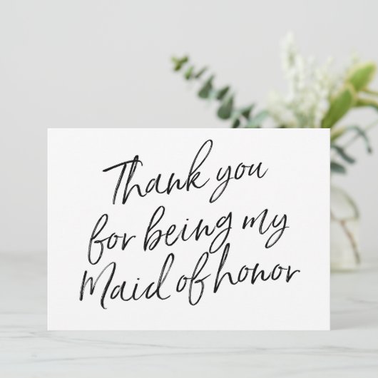 シックな原稿は"であることのために感謝していしています私のメイド・オブ・オーナー(花嫁付き添い人)  サンキューカード (スタンド正面)