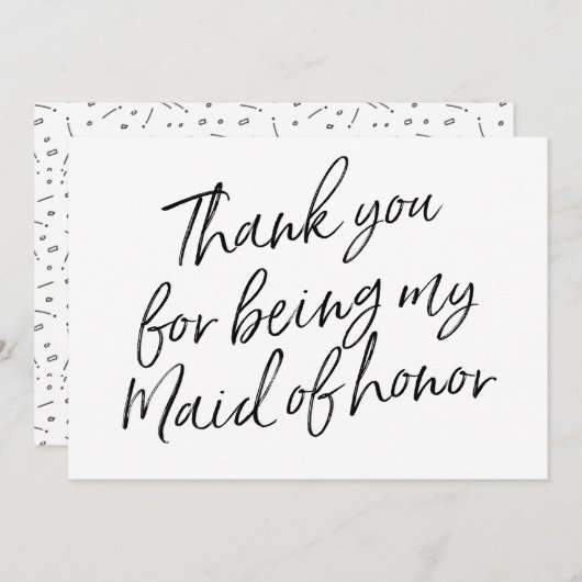 シックな原稿は"であることのために感謝していしています私のメイド・オブ・オーナー(花嫁付き添い人)  サンキューカード (正面/裏面)
