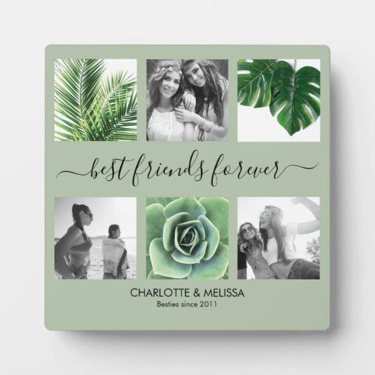 シックな友最高の達は永遠に緑の写真コラージュをセージ フォトプラーク (正面)