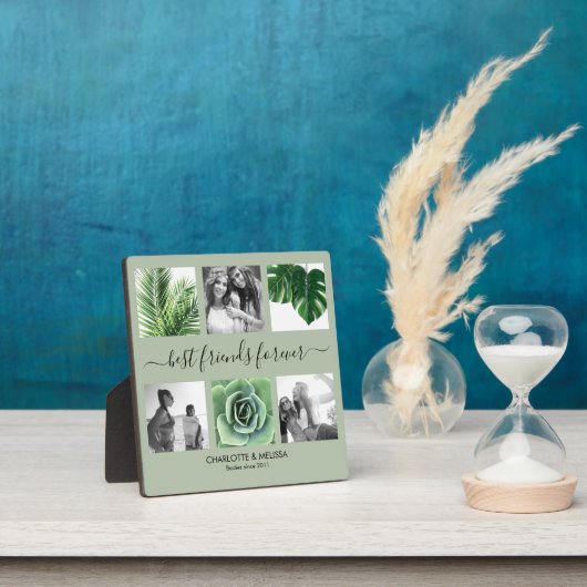 シックな友最高の達は永遠に緑の写真コラージュをセージ フォトプラーク (インサイチュ)